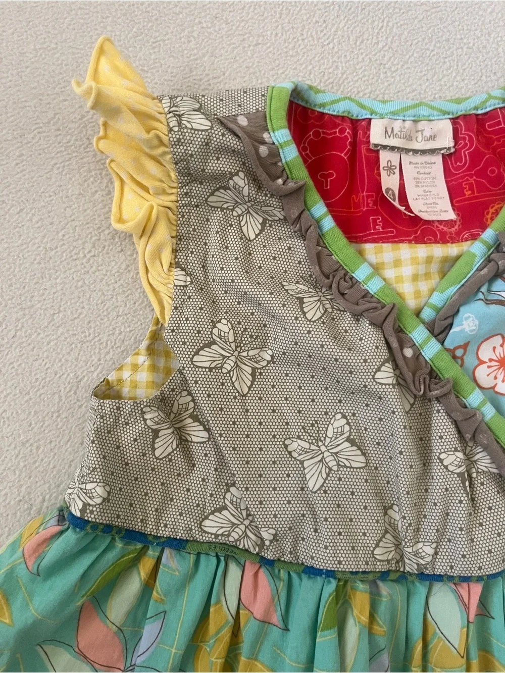 Matilda Jane Rollercoaster Tiered Colorful Patchwork Floral Ruffle Girls Dress